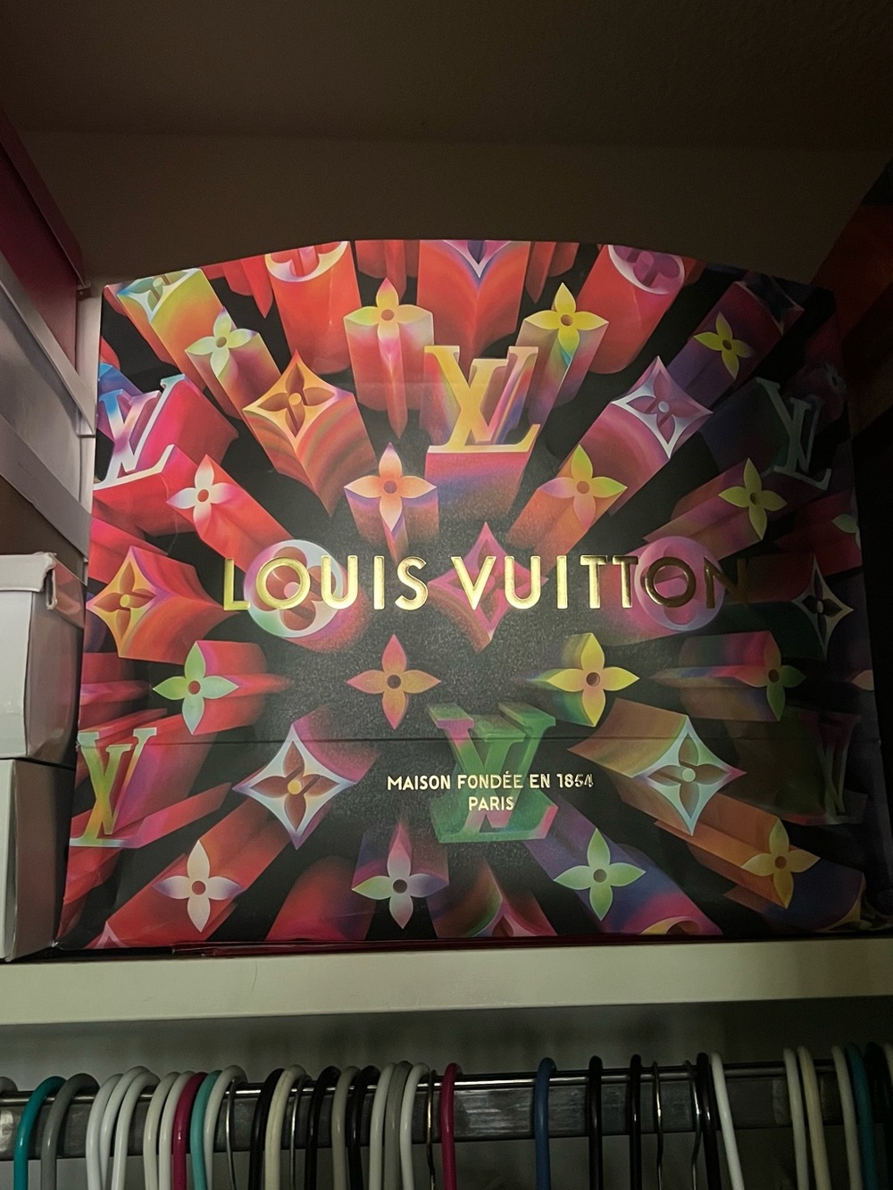 Louis Vuitton Orange and White Branded Box with Price Tag